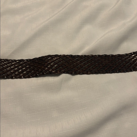 VTG Express Dark Brown Braided Leather Waist Belt SZ L  w/Metal Rings Boho Indie - Picture 5 of 11